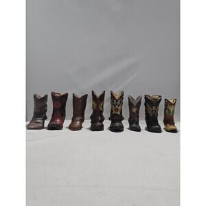 Lot of 8 Mini Cowboy Boot Figurines – Western Decor Collectible Boots Set #M61m